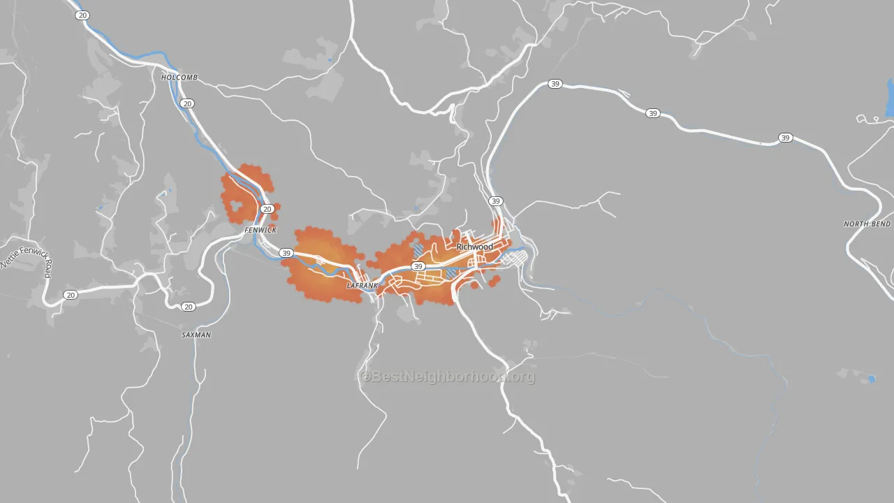 Bike Grade map of 26261, WV