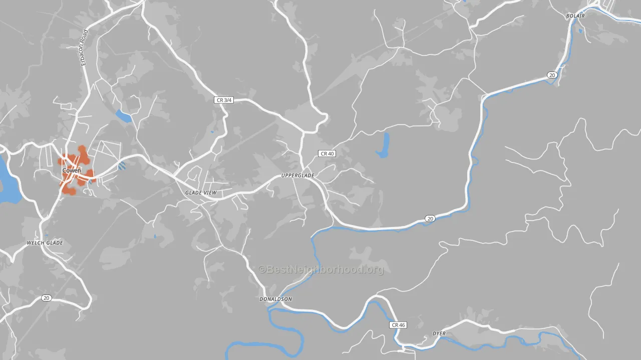 Bike Grade map of 26266, WV