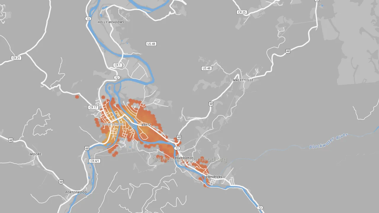 Bike Grade map of 26269, WV