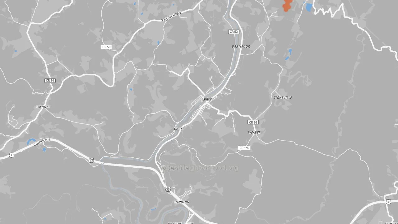 Bike Grade map of 26275, WV