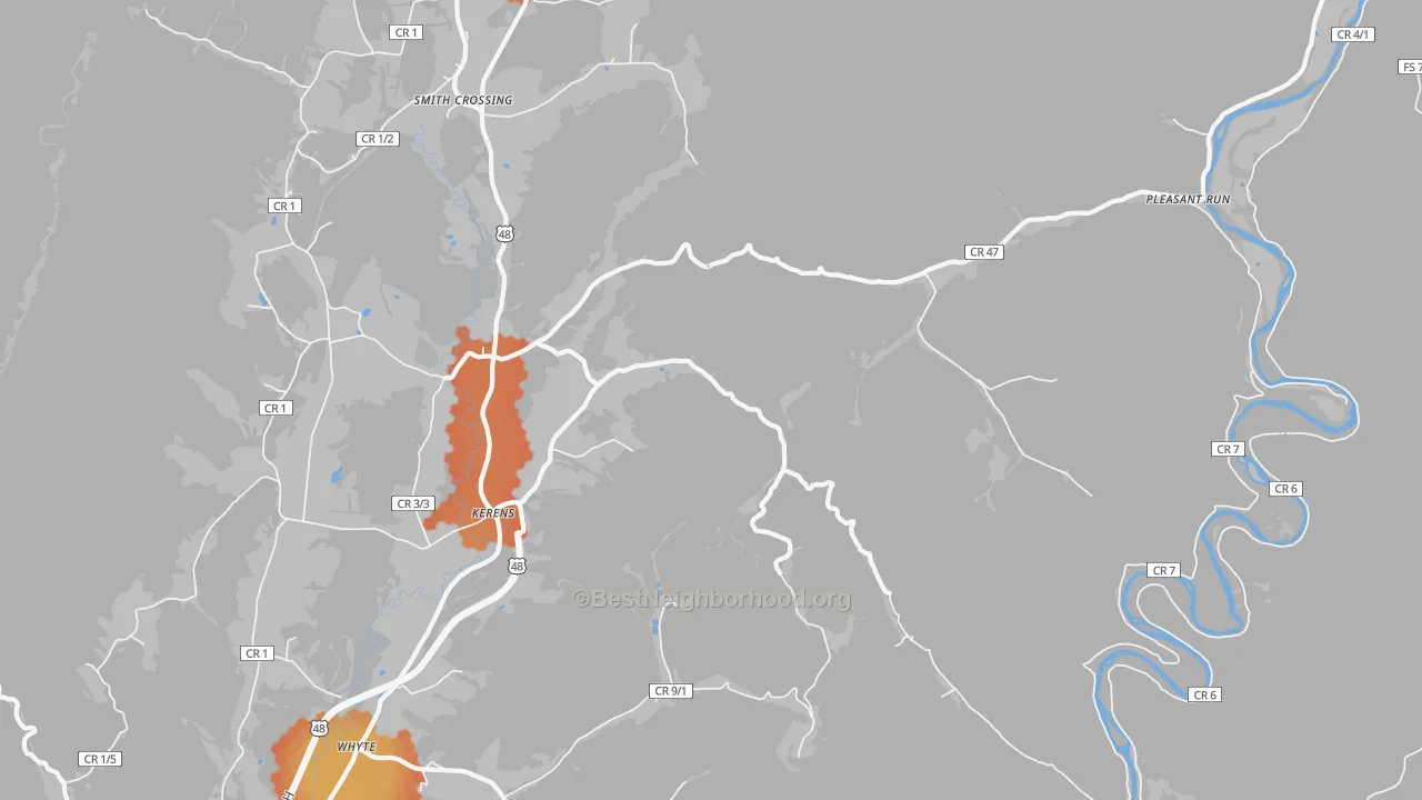 Bike Grade map of 26276, WV