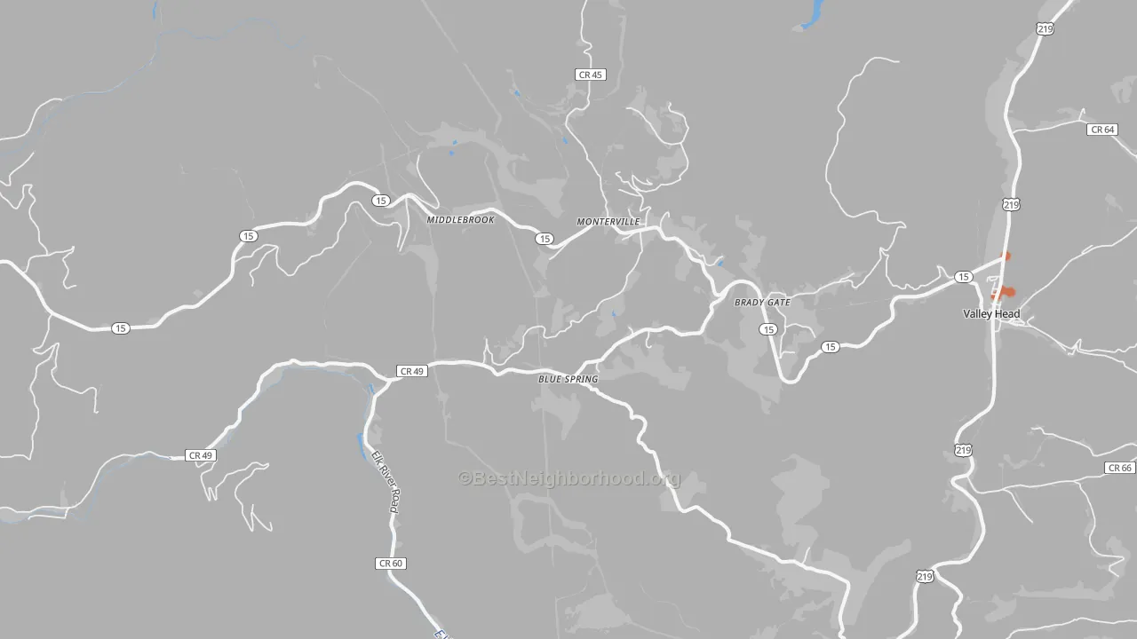 Bike Grade map of 26282, WV