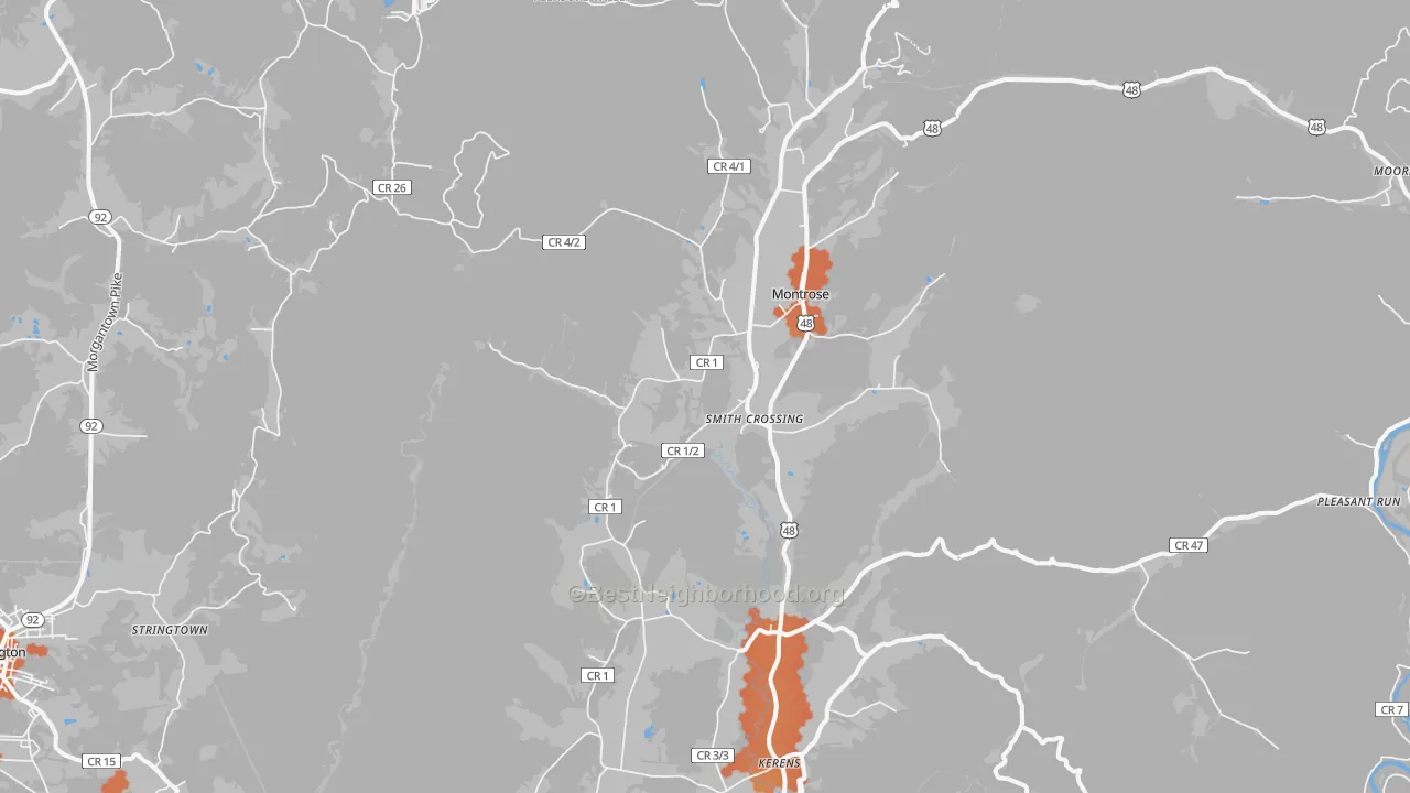 Bike Grade map of 26283, WV
