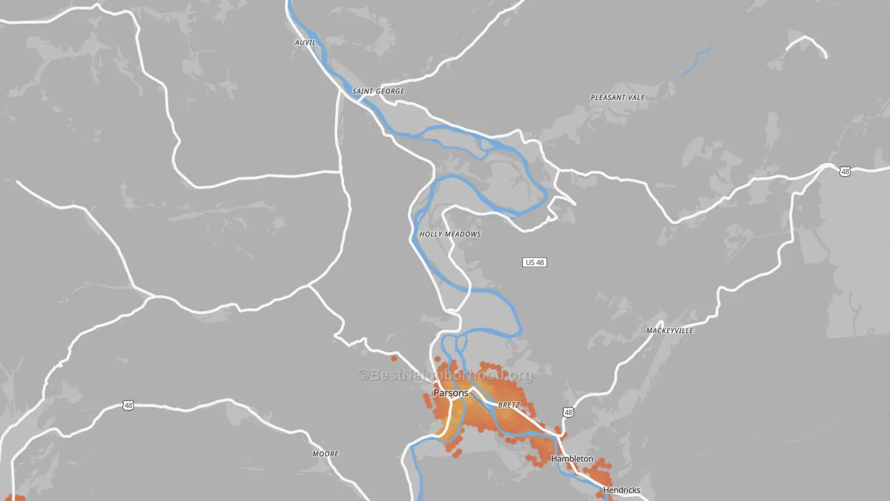 Bike Grade map of 26287, WV