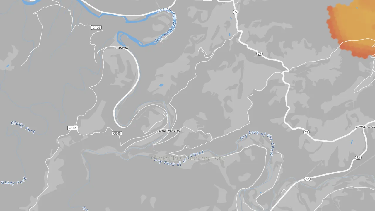 Bike Grade map of 26289, WV