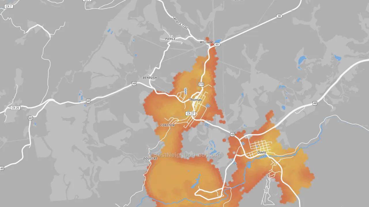 Bike Grade map of 26292, WV