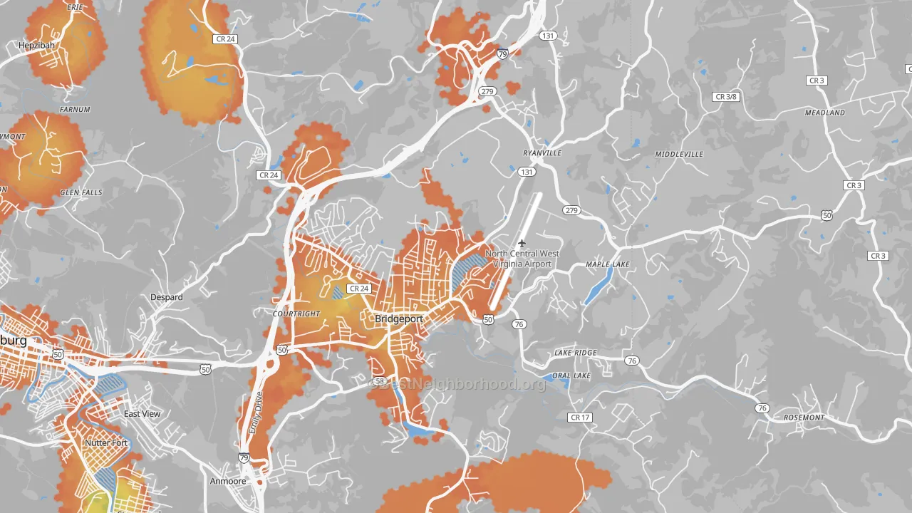 Bike Grade map of 26330, WV