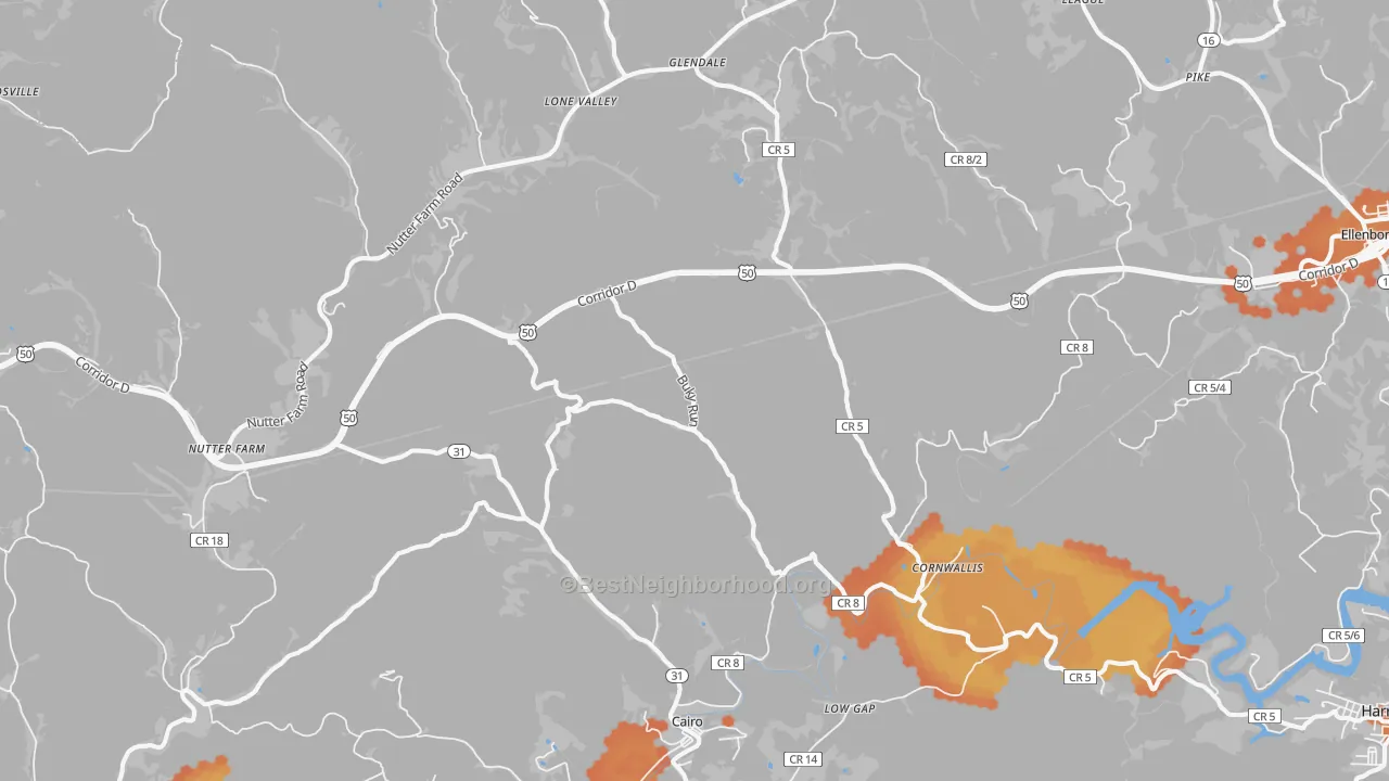 Bike Grade map of 26337, WV