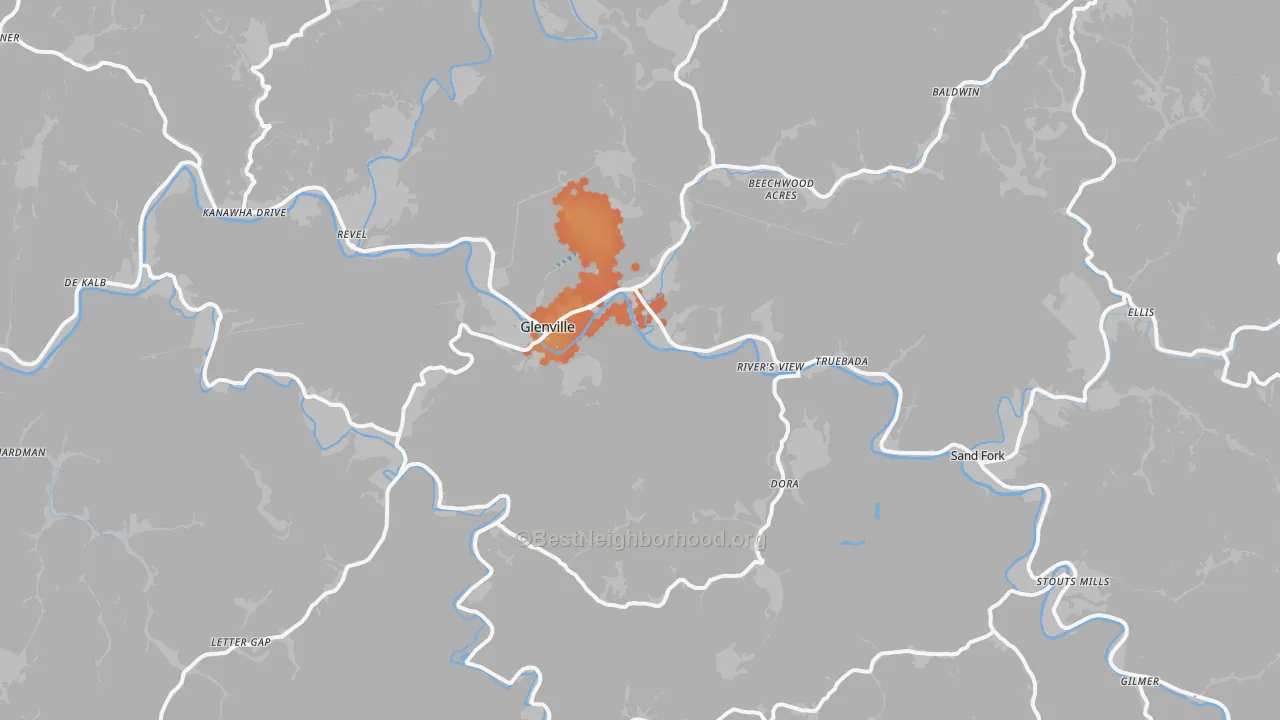 Bike Grade map of 26351, WV
