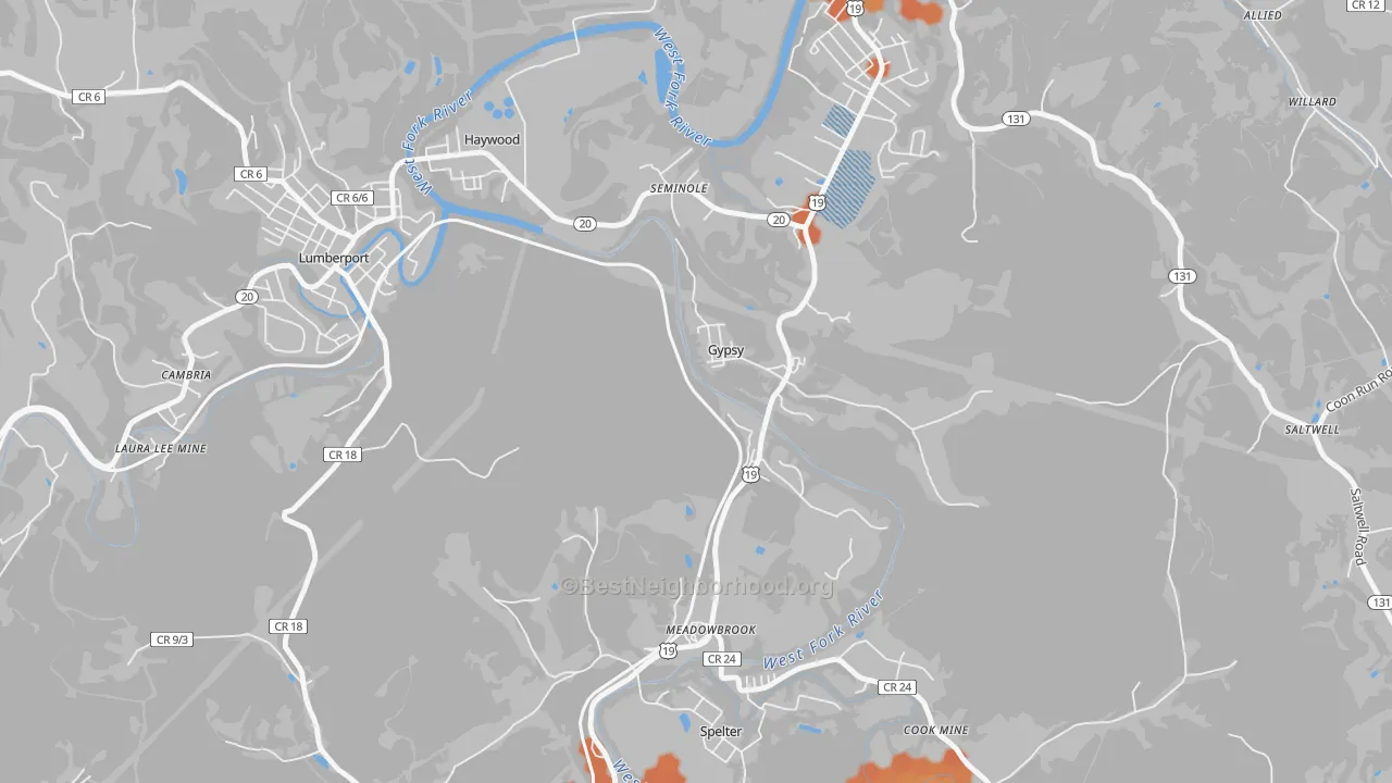 Bike Grade map of 26361, WV