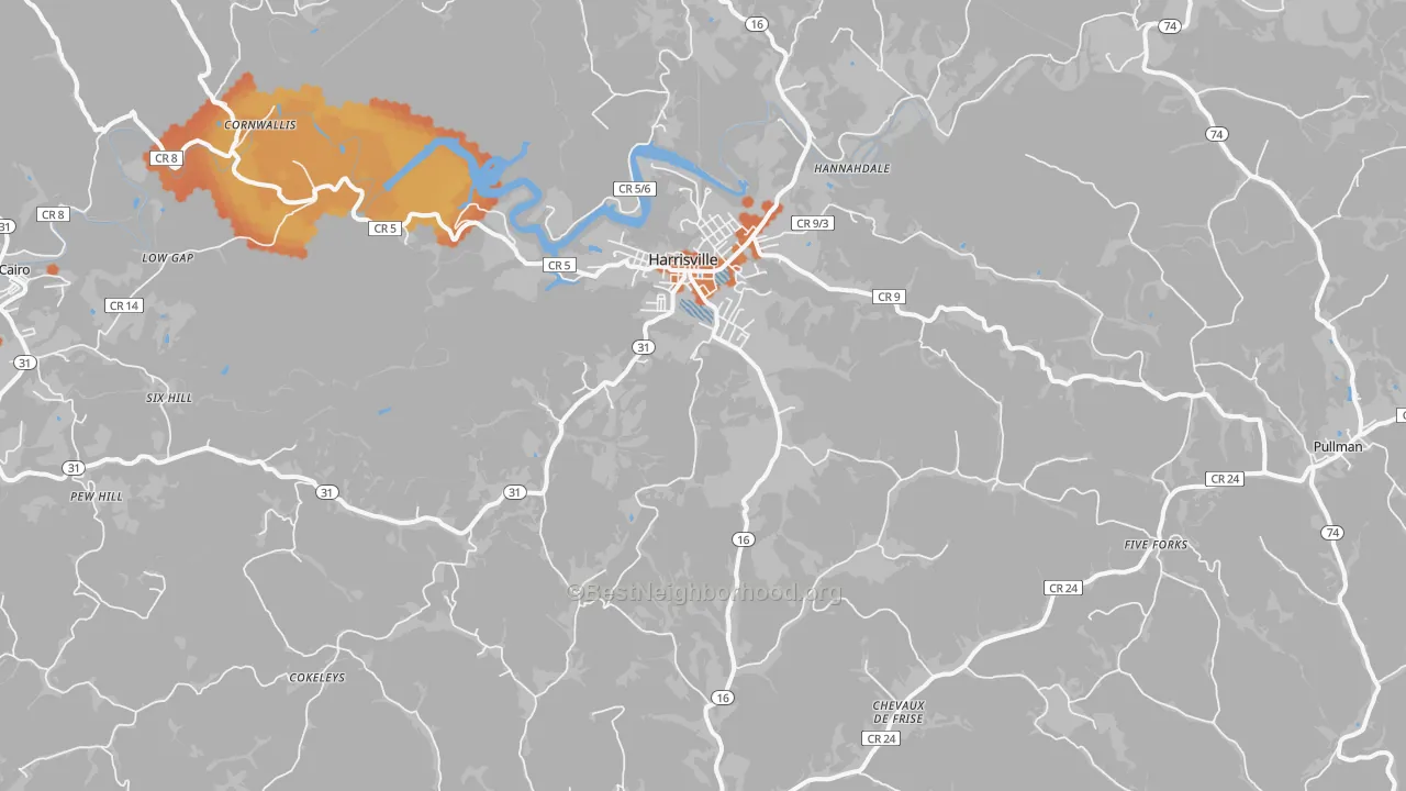 Bike Grade map of 26362, WV