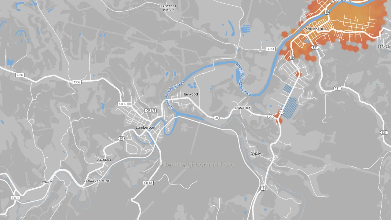 Bike Grade map of 26366, WV