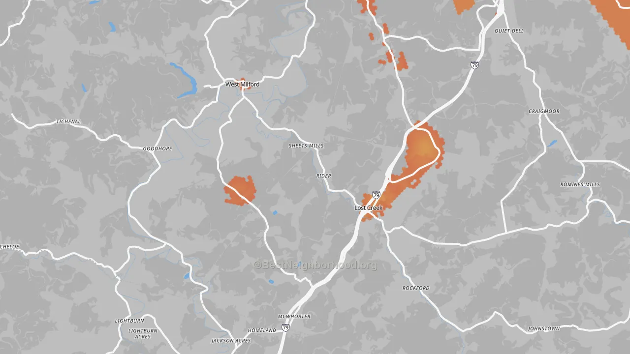 Bike Grade map of 26385, WV
