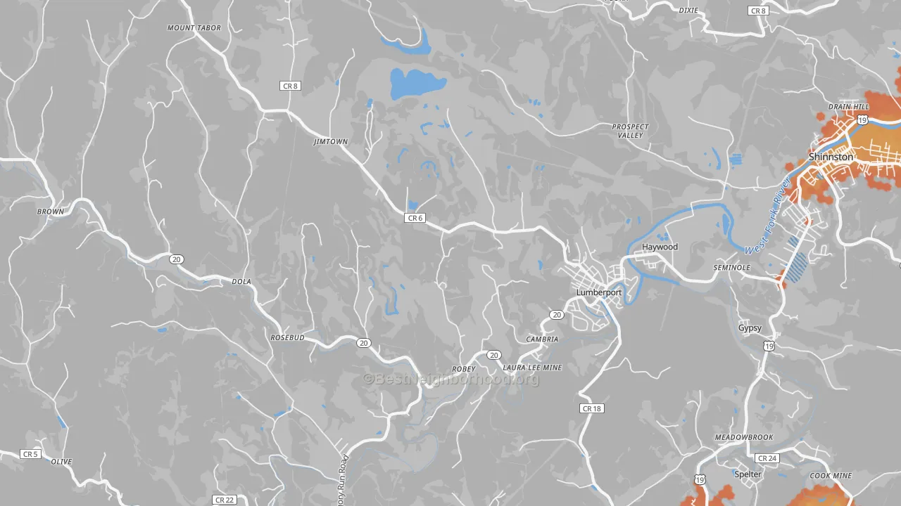Bike Grade map of 26386, WV