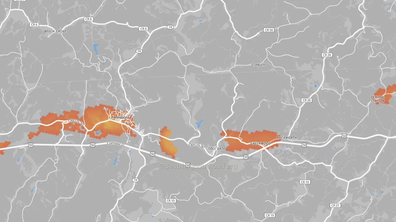 Bike Grade map of 26415, WV