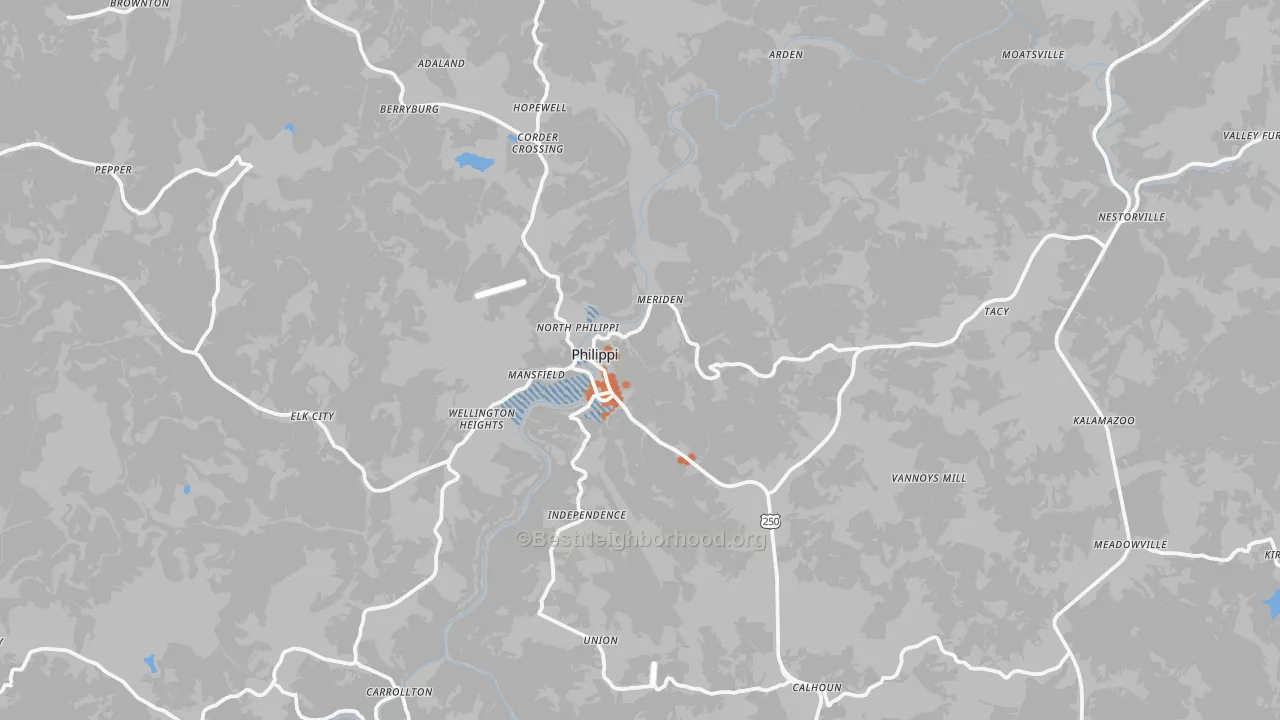 Bike Grade map of 26416, WV