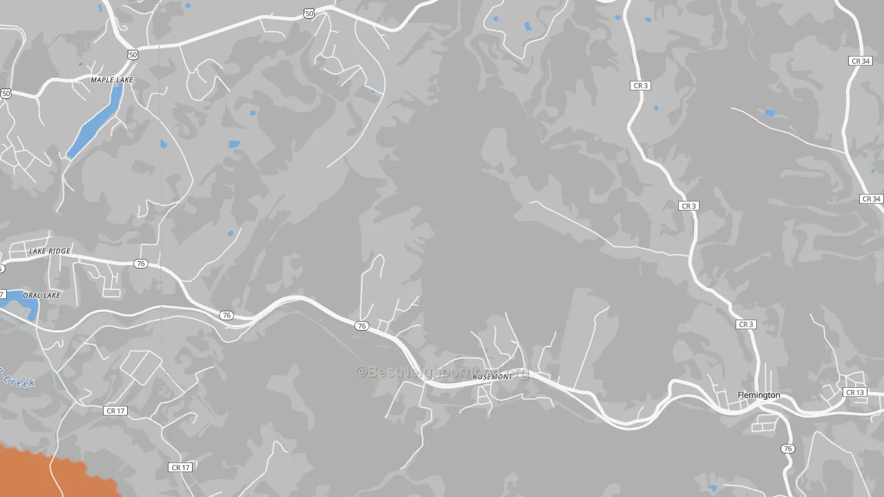 Bike Grade map of 26424, WV