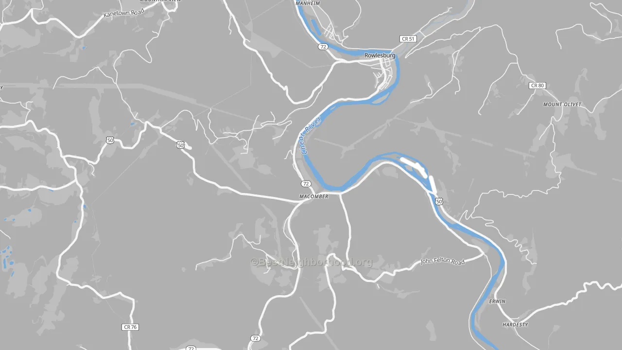 Bike Grade map of 26425, WV