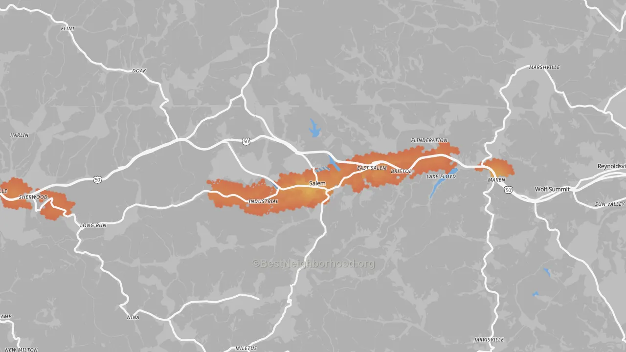 Bike Grade map of 26426, WV