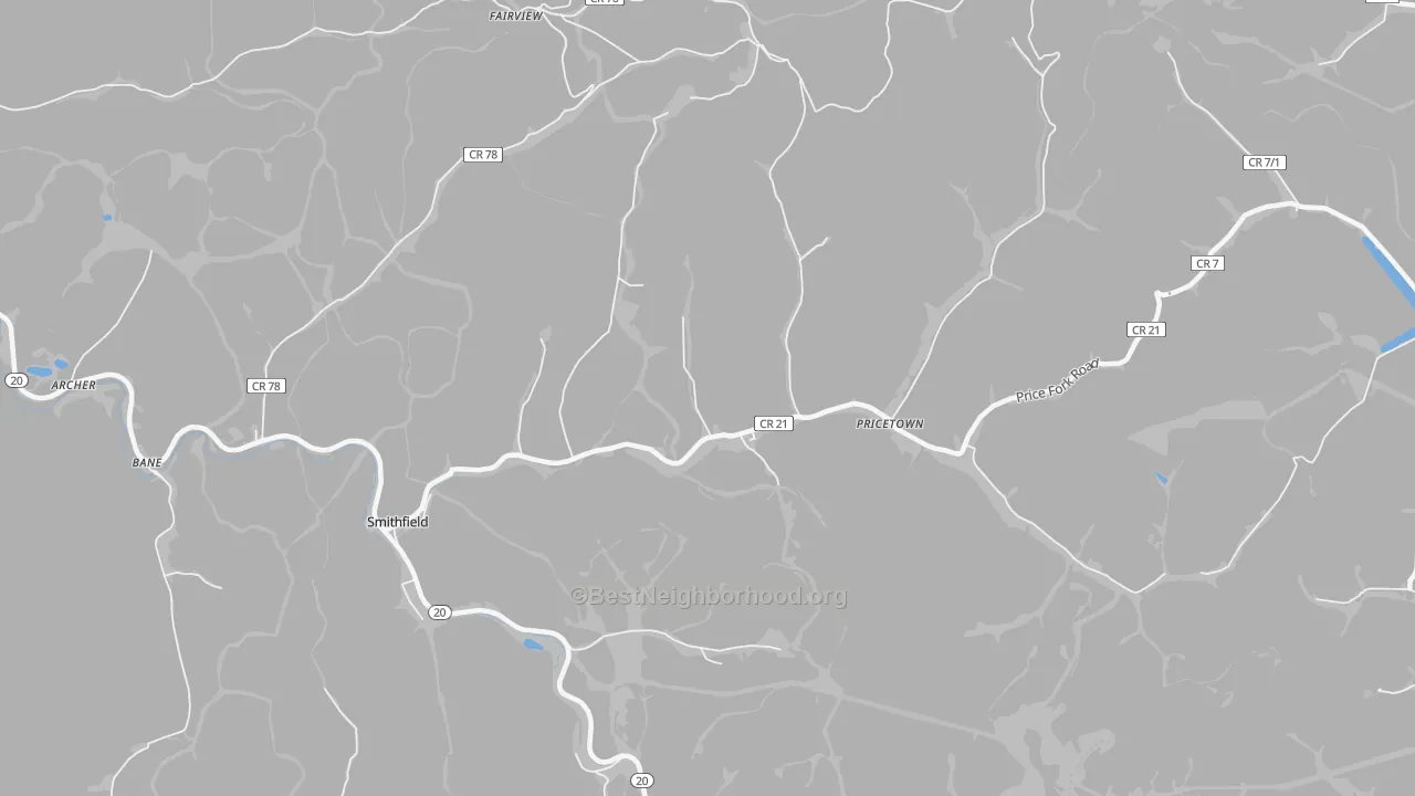 Bike Grade map of 26437, WV
