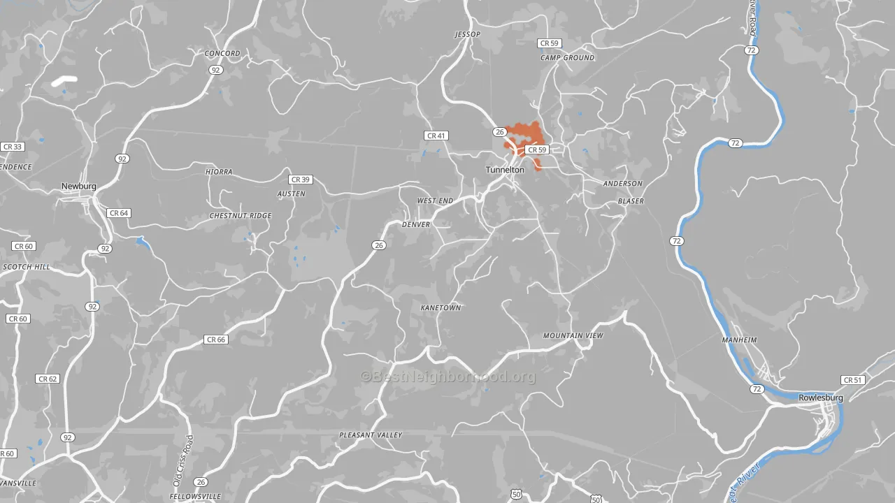 Bike Grade map of 26444, WV