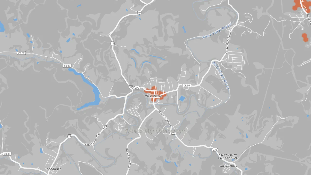 Bike Grade map of 26451, WV
