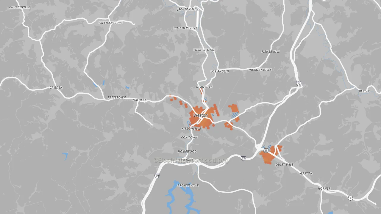 Bike Grade map of 26452, WV