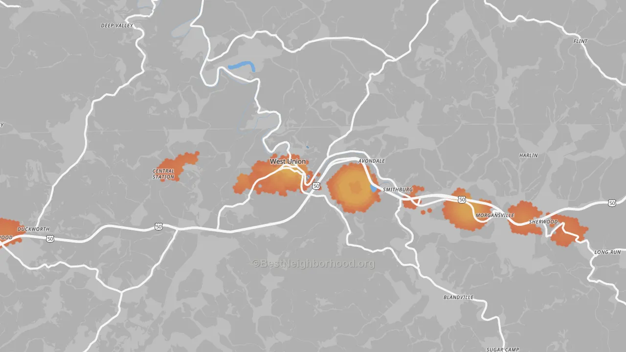 Bike Grade map of 26456, WV