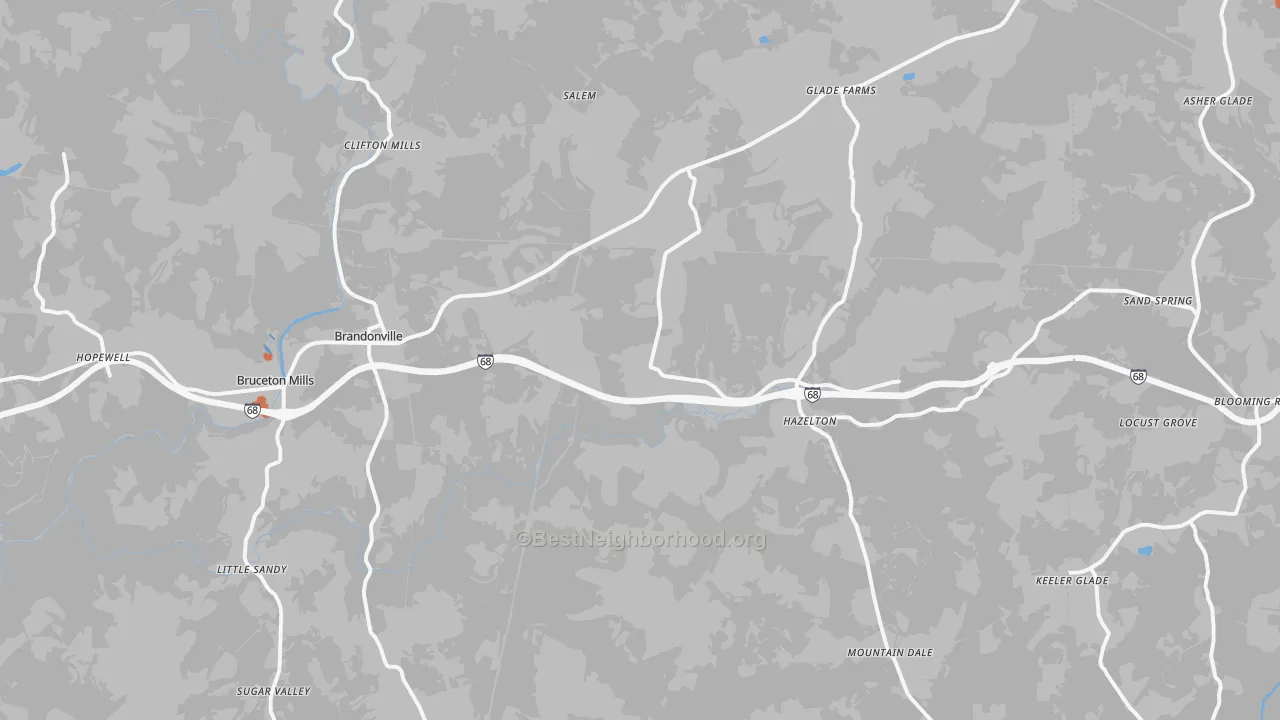 Bike Grade map of 26525, WV