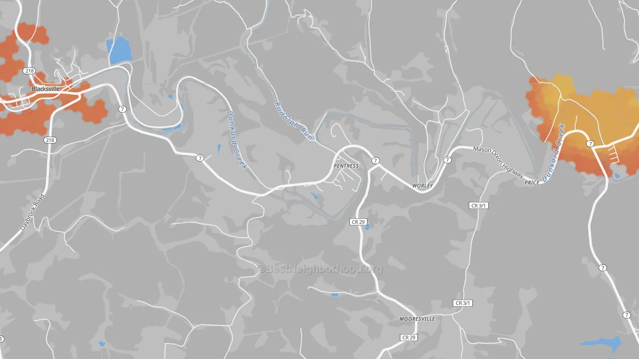 Bike Grade map of 26544, WV