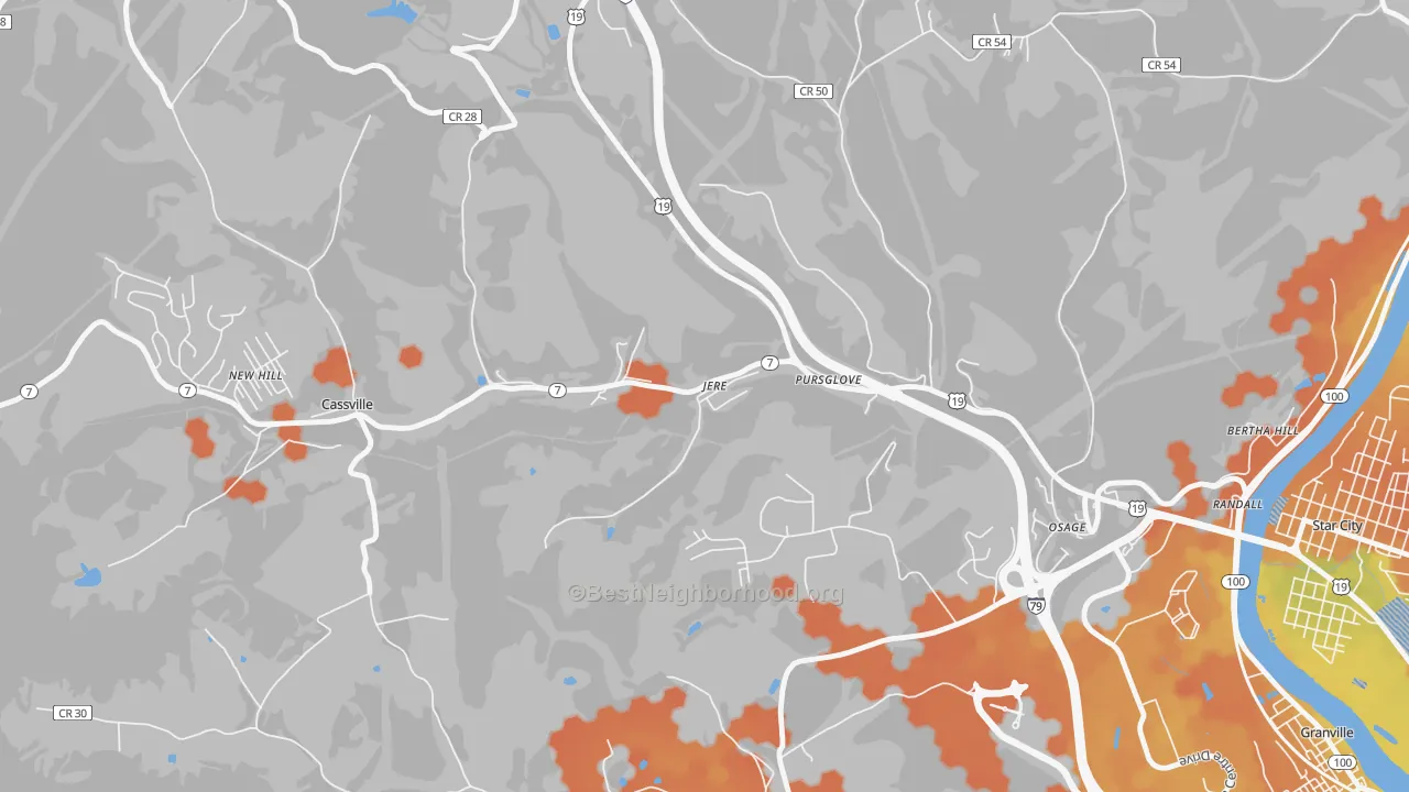 Bike Grade map of 26546, WV