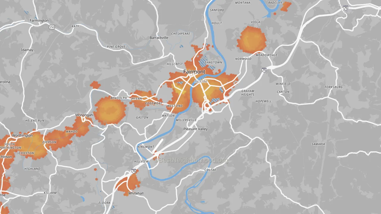 Bike Grade map of 26554, WV