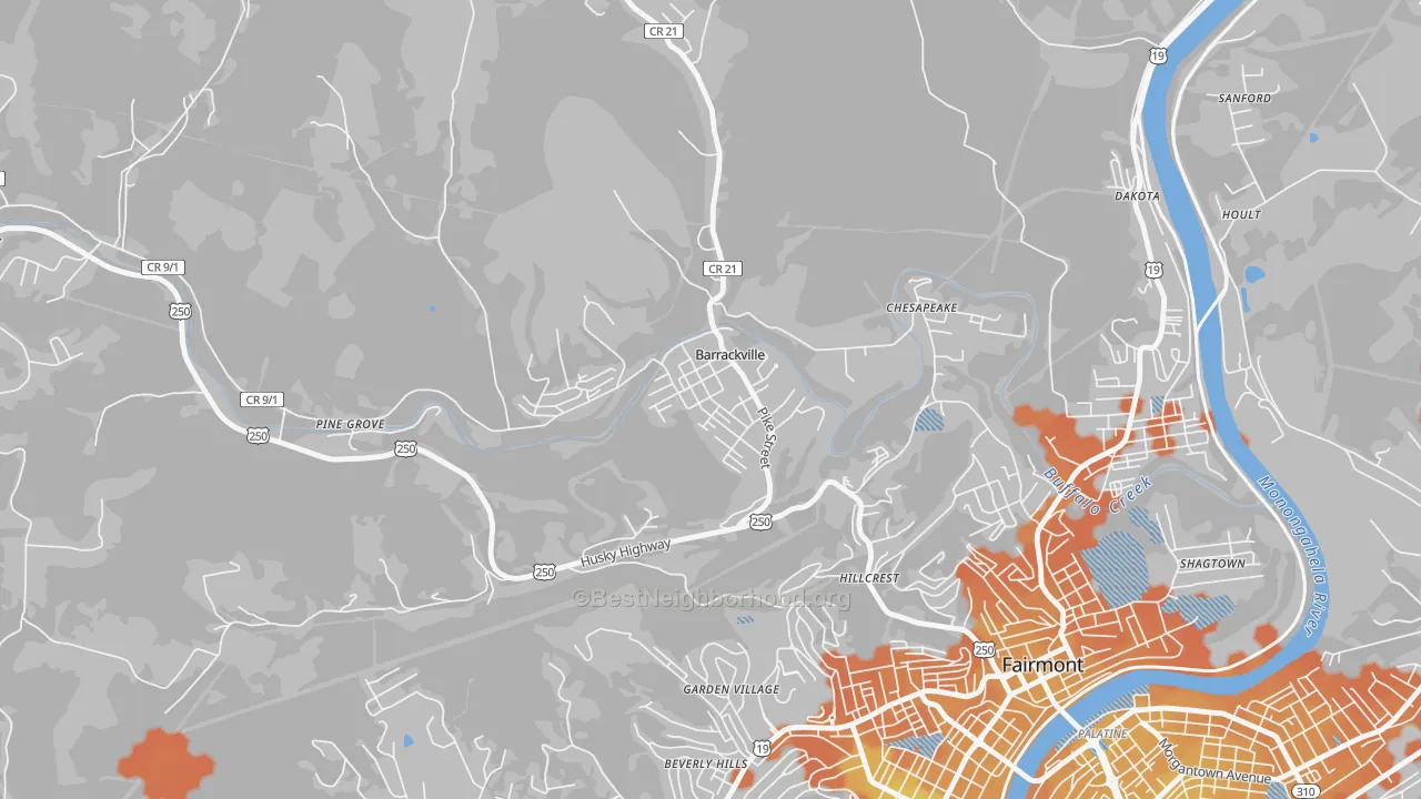 Bike Grade map of 26559, WV