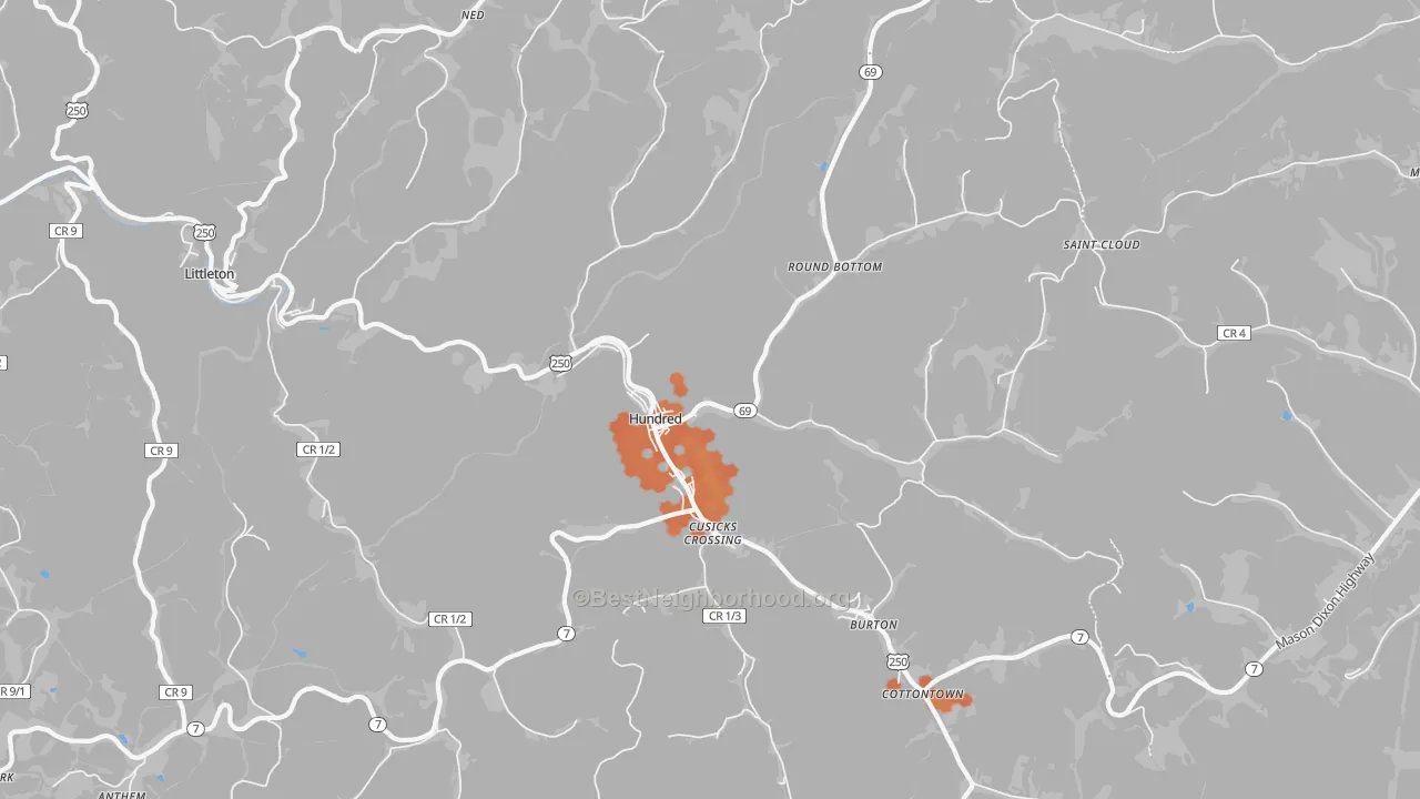 Bike Grade map of 26575, WV