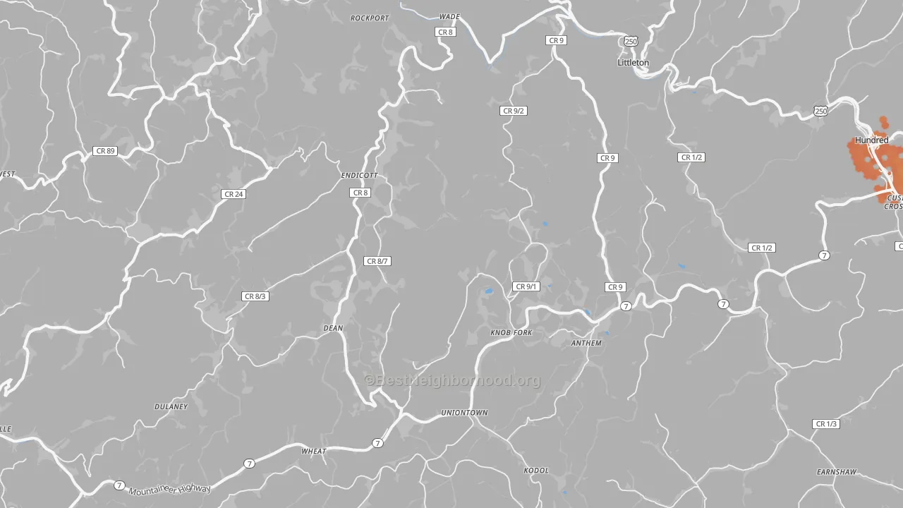 Bike Grade map of 26581, WV