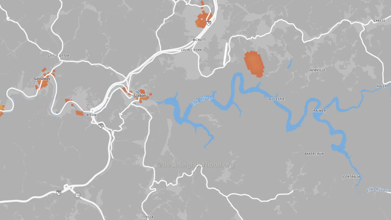 Bike Grade map of 26601, WV