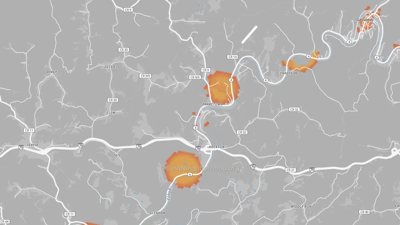 Bike Grade map of 26623, WV