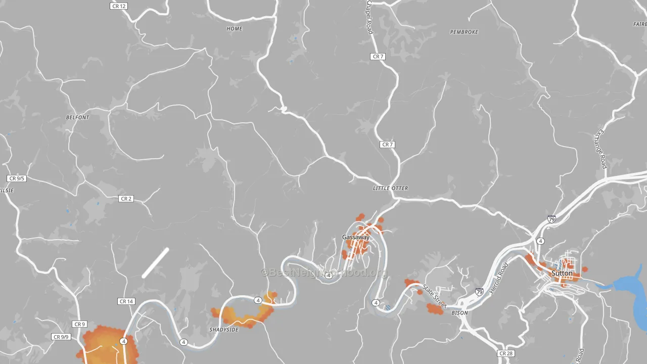 Bike Grade map of 26624, WV