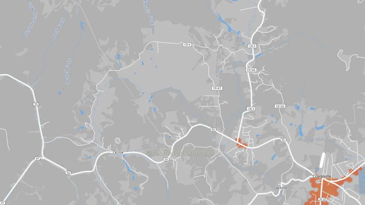 Bike Grade map of 26660, WV