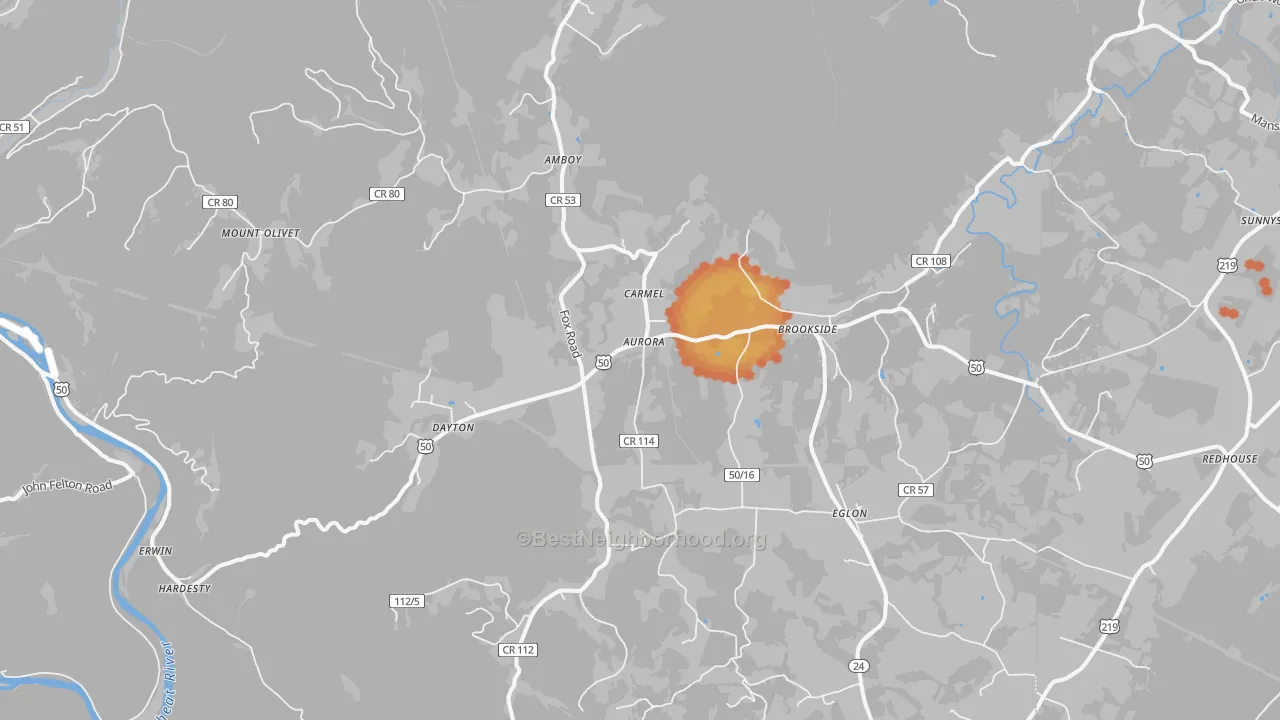Bike Grade map of 26705, WV
