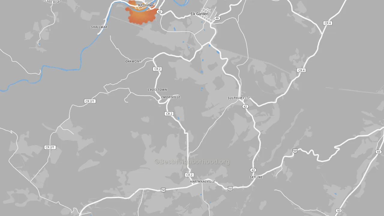 Bike Grade map of 26717, WV