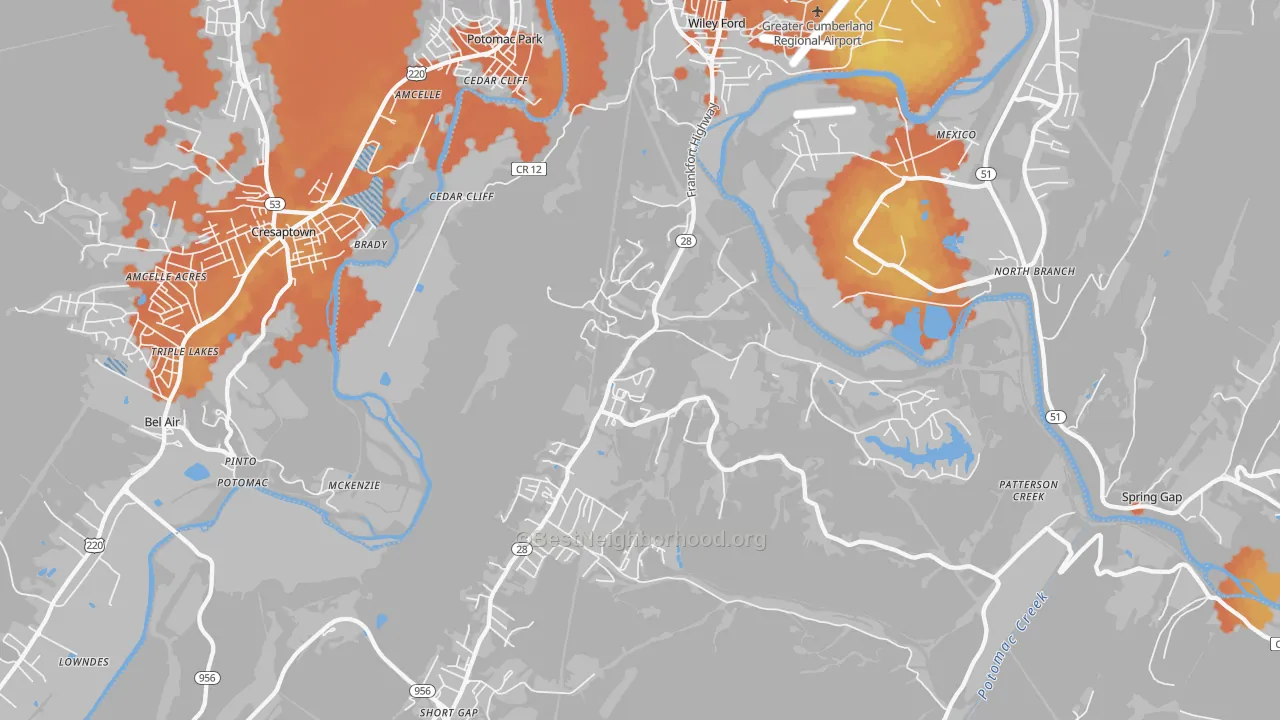 Bike Grade map of 26753, WV