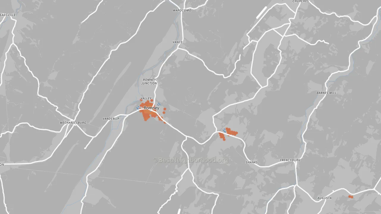 Bike Grade map of 26757, WV