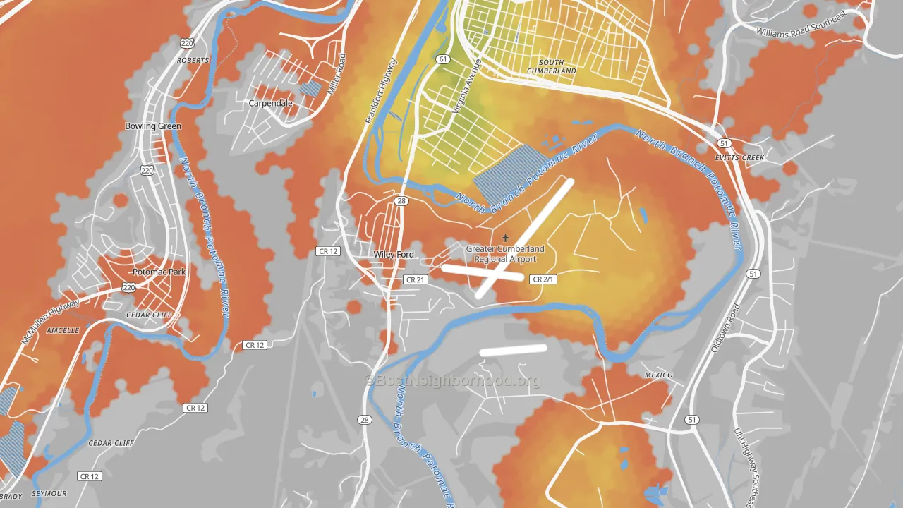 Bike Grade map of 26767, WV