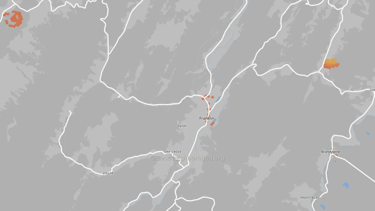 Bike Grade map of 26807, WV