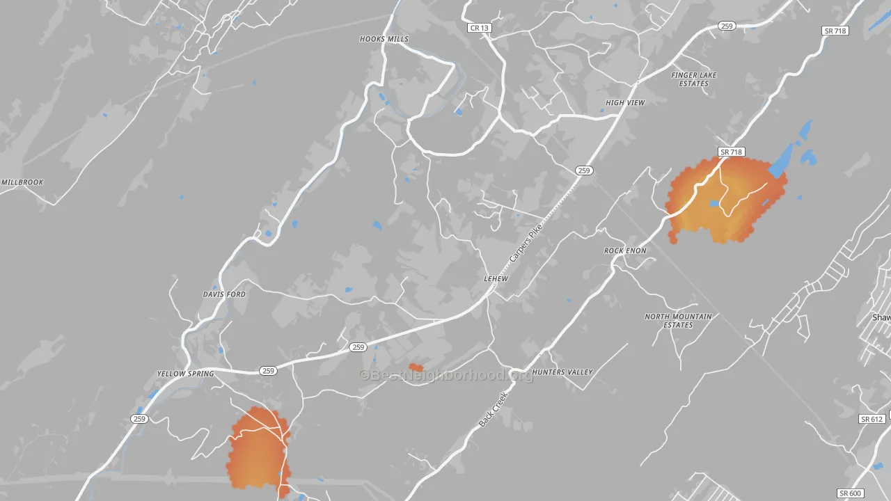 Bike Grade map of 26808, WV