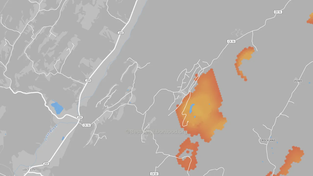 Bike Grade map of 26810, WV