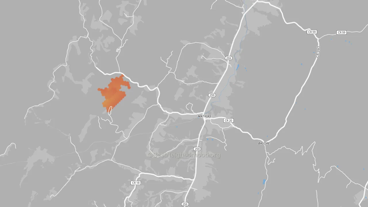 Bike Grade map of 26812, WV