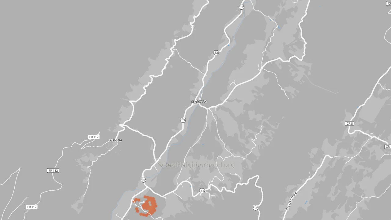 Bike Grade map of 26814, WV