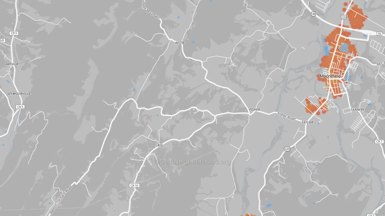 Bike Grade map of 26818, WV